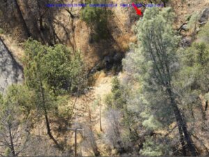 An aerial photo submitted to court records shows a large pine tree that sparked the Zogg fire.